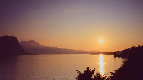 Sunset over Lake Lucerne. Stock Footage 115212235