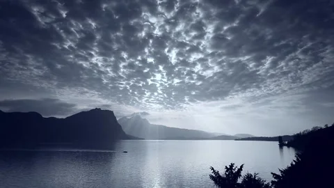 Sunset over Lake Lucerne. Stock Footage 137097020