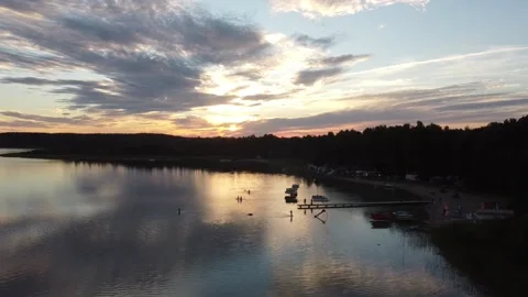 Sunset over lake in Masuria  Stock Footage 230254967