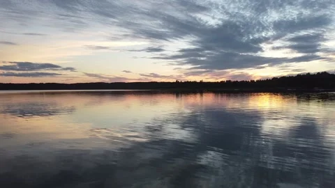Sunset over lake in Masuria  Stock Footage 230255368