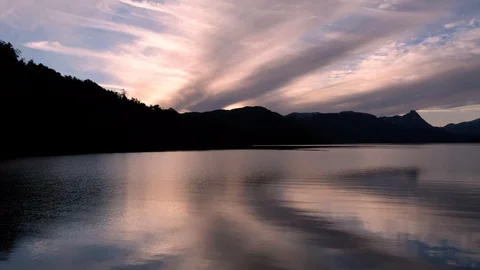 Sunset over lake in Patagonia Stock Footage