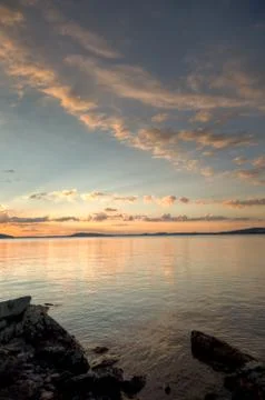 Sunset over lake Stock Photos