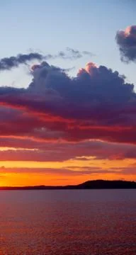 Sunset over lake Stock Photos