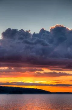 Sunset over lake Stock Photos