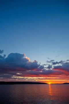 Sunset over lake Stock Photos