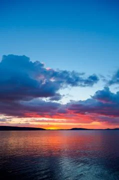 Sunset over lake Stock Photos