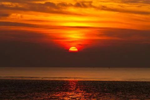 Sunset over lake Stock Photos