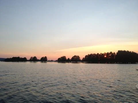 Sunset over the Lake Foto stock