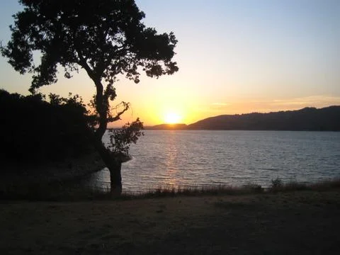 Sunset Over Lake 写真素材