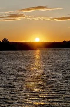 Sunset over lake Stock Photos