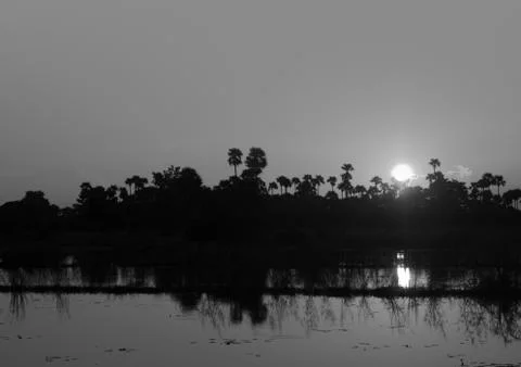 SUNSET OVER LAKE Stock Photos
