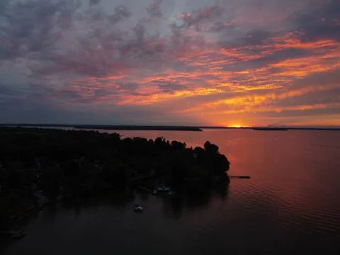 Sunset over the Lake Stock Photos