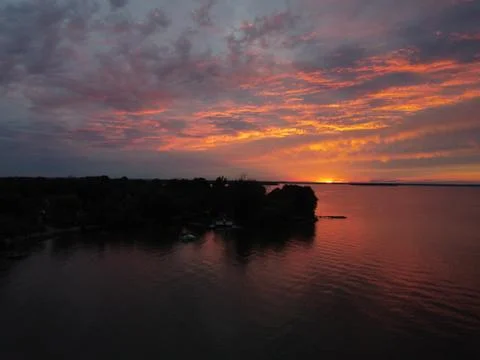 Sunset Over Lake Stock Photos