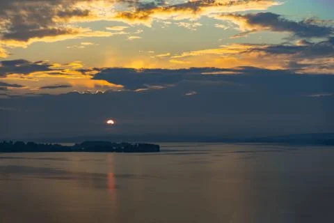 Sunset over lake Stock Photos