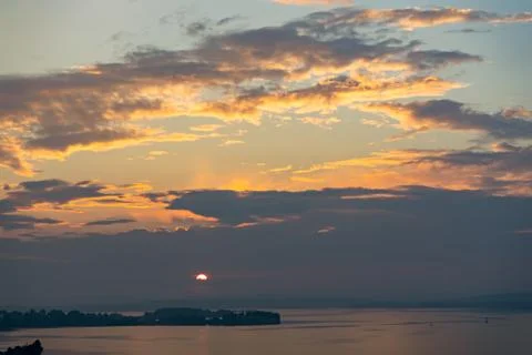 Sunset over lake Stock Photos