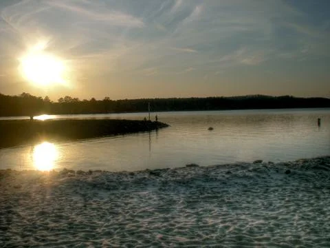 Sunset over the lake. 스톡 사진