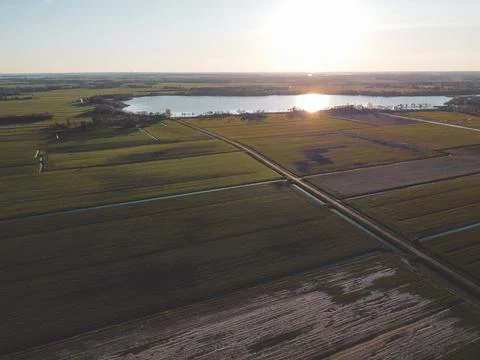 Sunset over lake Stock Photos