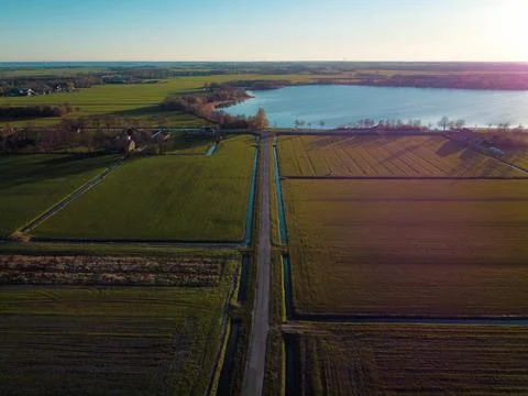 Sunset over lake Stock Photos