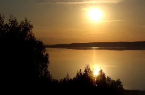 Sunset over the lake Foto stock