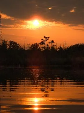 Sunset over the Lake 스톡 사진