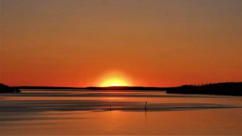 Sunset over lake Stock Photos