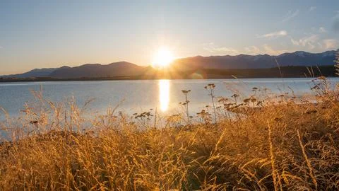 Sunset over Lake Stock Photos