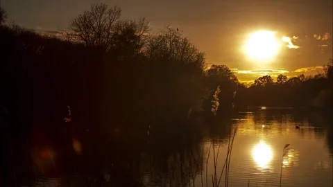 Sunset over a lake in Reading Stock-Footage 71762867