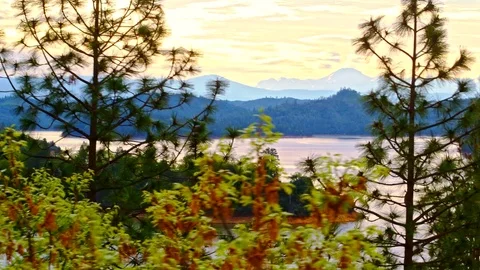 Sunset over lake Shasta Stock Footage 76814437