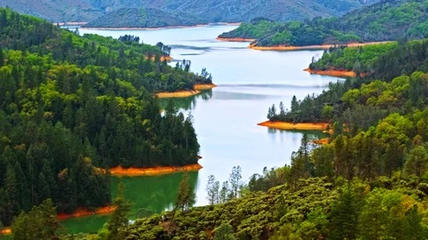 Sunset over lake Shasta Stock Footage 76822926