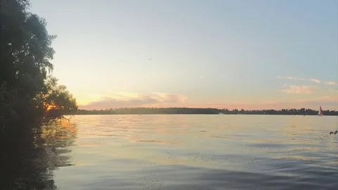 Sunset Over Lake In Summer evening Timelapse Video stock 79815183