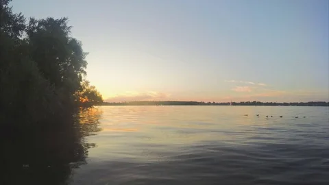 Sunset Over the Lake In Summer Evening Timelapse Stock Footage 79815428