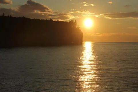 Sunset over Lake Superior Stockfoto's
