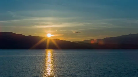 Sunset over lake time-lapse Stock Footage 32167840
