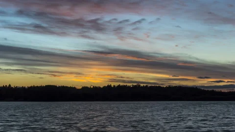 Sunset over the lake, time lapse Stock Footage 95367689