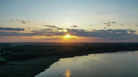 Sunset over the lake timelapse 4k dji mavic 2 pro Stock Footage 117194748