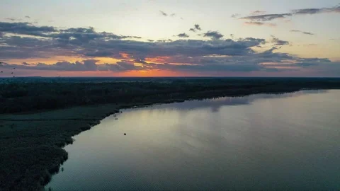 Sunset over the lake timelapse 4k dji mavic 2 pro Stock Footage 117194767