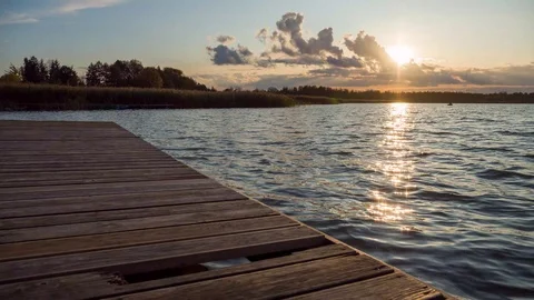 Sunset over the lake timelapse 4k ronin sc Stock Footage 117194819