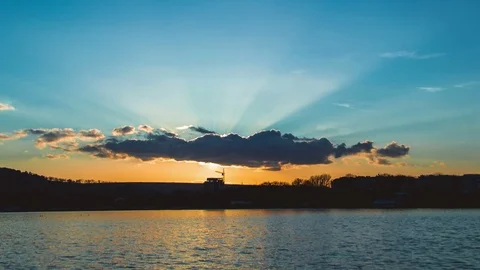 Sunset over the lake timelapse 動画素材 73750651