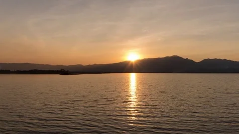 Sunset over a lake :timelapse,Phayao Stock Footage 74165501