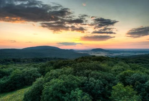 Sunset over the land Stock Photos