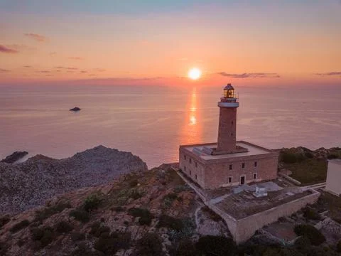 Sunset over Lighthouse Foto stock