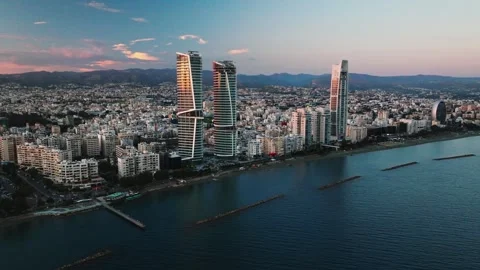 Sunset Over Limassol, Cyprus. Stock Footage 321464638
