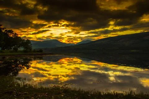 Sunset over loch Eil Stock Photos