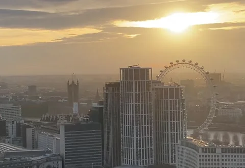 Sunset over London EYE Stock Footage 170191679