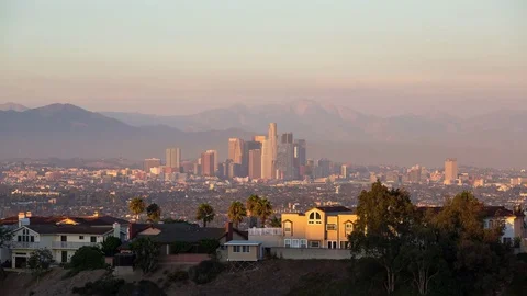 Sunset Over Los Angeles Video stock 76694587