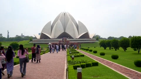 Sunset Over the Lotus Temple: A Visual Delight Stock Footage 317093876