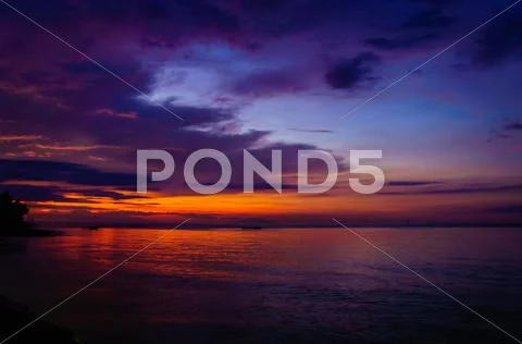 Sunset over Lovina beach Stock-Fotos