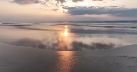 Sunset over low tide at Morecambe bay Stock Footage 247829878