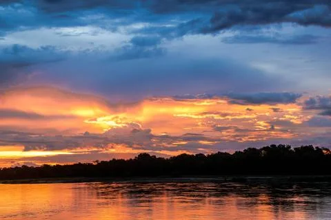 Sunset over Luangwa Stock Photos