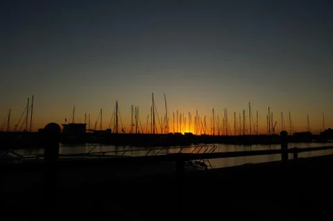 Sunset over the marina Foto stock